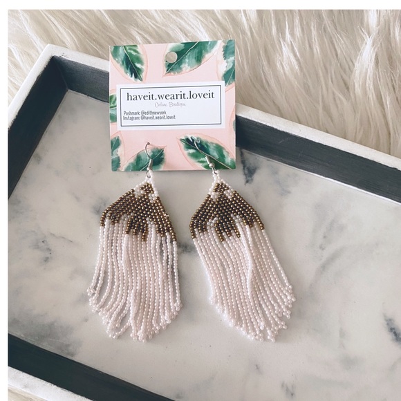 Jewelry - Handmade Beaded Drop Earrings NWT